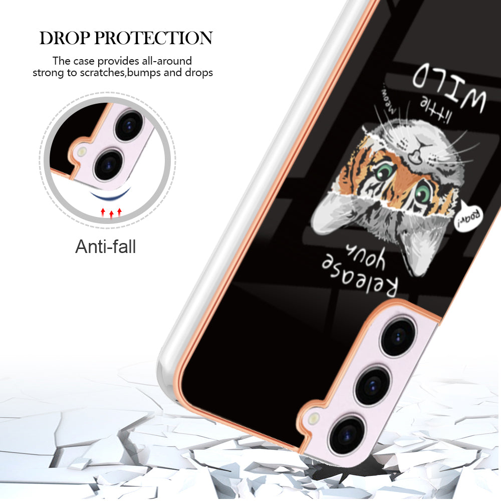 YB IMD Series-19 Style D Back Shell for Samsung Galaxy S23 2.0mm Electroplating IMD Pattern Printing Cover TPU Phone Case YB IMD Series-19 Style D Back Shell for Samsung Galaxy S23 2.0mm Electroplating IMD Pattern Printing Cover TPU Phone Case